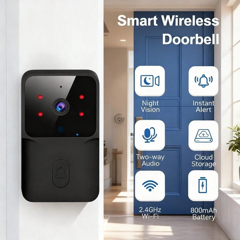 Smart Home Video Doorbell Installation - Intelligente WLAN-Türklingel mit IR-Nachtsicht, visueller Gegensprechanlage,