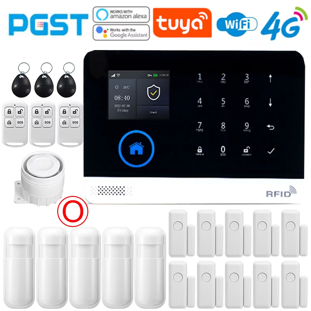 Home Automation Kit - PGST Hausalarmsystem, WLAN-Sicherheitsalarm, Diebstahlschutz mit Tür-Bewegungssensor,