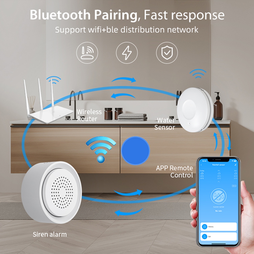 Home Automation Kit - PHILE-Home Automation WLAN-Wasserleck-Sensor mit Sirenenalarm-Kit, Tuya